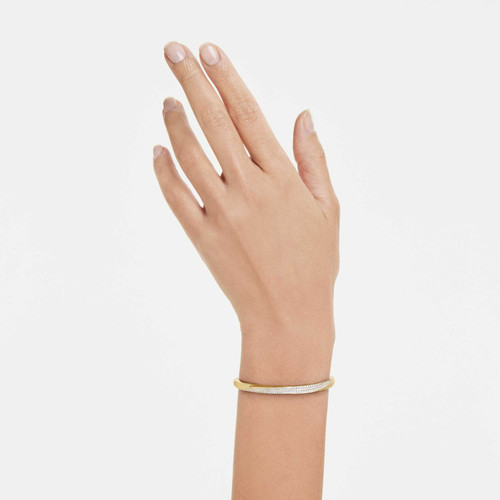 Swarovski White Classica Bangle | Round Cut | Sterling Silver with 18K Gold Finish | Medium