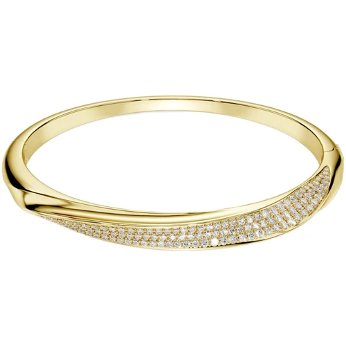 Swarovski White Classica Bangle | Round Cut | Sterling Silver with 18K Gold Finish | Medium