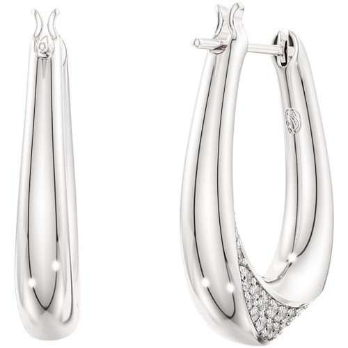 Swarovski White Classica Hoop Earrings | Round Cut | Sterling Silver | Small