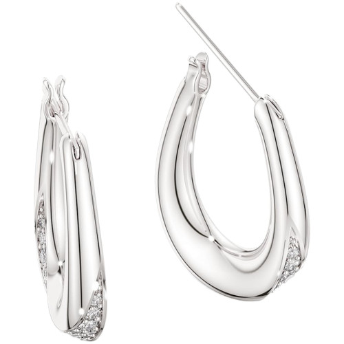 Swarovski White Classica Hoop Earrings | Round Cut | Sterling Silver | Small