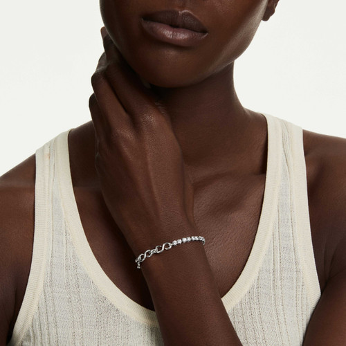 Swarovski White Matrix Bracelet | Round Cut | Rhodium Plated