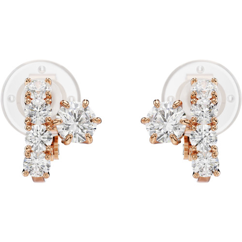 Swarovski White Matrix Earrings | Round Cut | Sterling Silver | 18K Rose Gold Finish