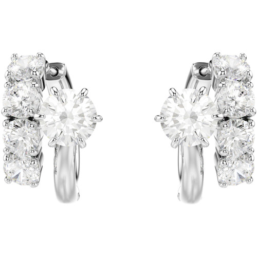 Swarovski White Matrix Stud Earrings | Round Cut | Rhodium Plated
