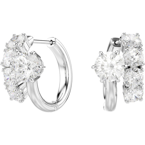 Swarovski White Matrix Stud Earrings | Round Cut | Rhodium Plated