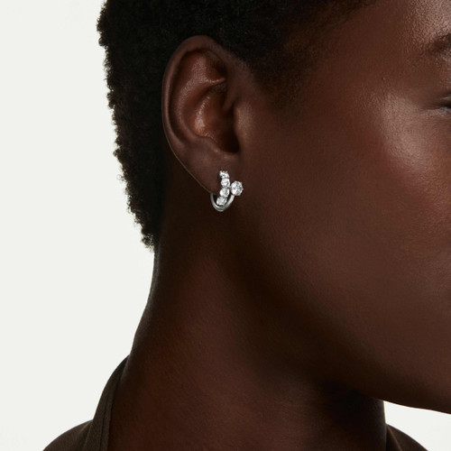 Swarovski White Matrix Stud Earrings | Round Cut | Rhodium Plated