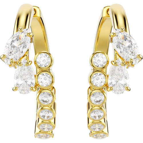 Swarovski White Mesmera Hoop Earrings | Mixed Cut | Sterling Silver | 18K Gold Finish