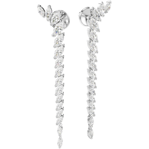Swarovski White Mesmera Stud Earrings | Marquise Cut | Rhodium Plated | Large