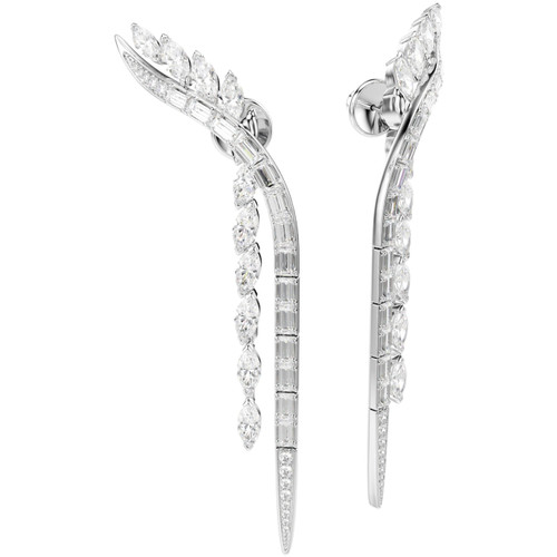 Swarovski White Mesmera Drop Earrings | Mixed Cut | Rhodium Plated