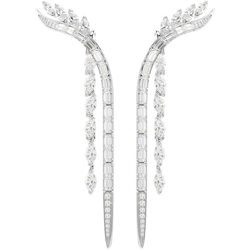 Swarovski White Mesmera Drop Earrings | Mixed Cut | Rhodium Plated
