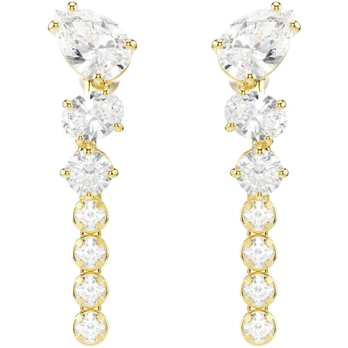 Swarovski White Mesmera Drop Earrings | Mixed Cut | Sterling Silver | 18K Gold Finish