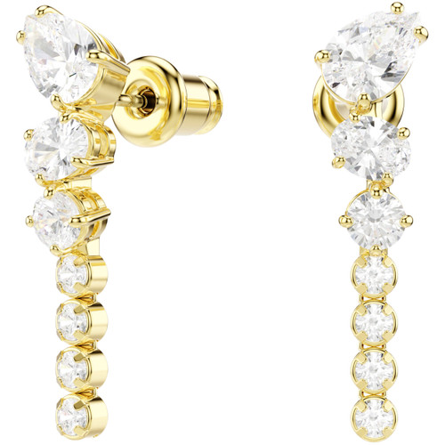 Swarovski White Mesmera Drop Earrings | Mixed Cut | Sterling Silver | 18K Gold Finish