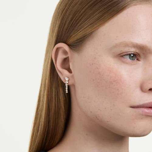 Swarovski White Mesmera Drop Earrings | Mixed Cut | Sterling Silver | 18K Gold Finish
