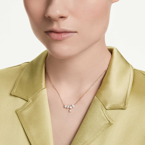 Swarovski White Mesmera Necklace | Mixed Cut | 18ct Rose Gold Finish