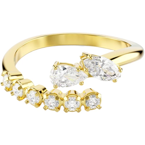 Swarovski White Mesmera Open Ring | Mixed Cut | Sterling Silver | 18K Gold Finish