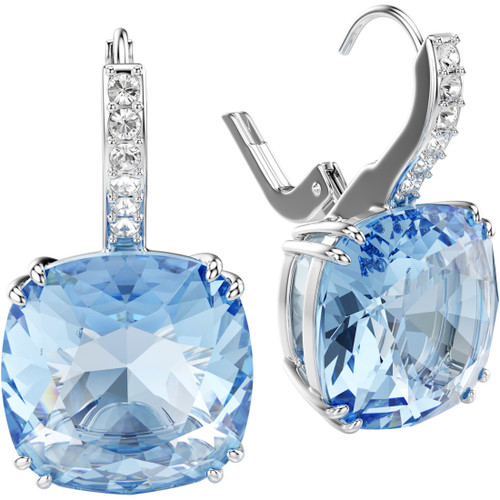 Swarovski Millenia Stud Earrings | Cushion Cut | Rhodium Plated | Blue