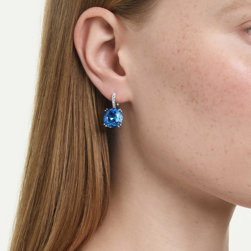 Swarovski Millenia Stud Earrings | Cushion Cut | Rhodium Plated | Blue