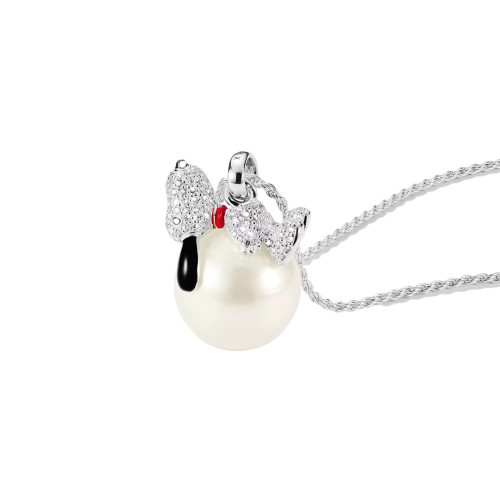 Thomas Sabo Peanuts Snoopy On P Pendant | Sterling Silver | Cubic Zirconia | Pearl