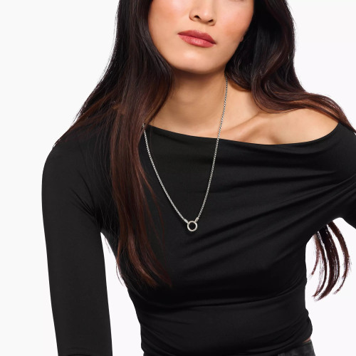 Thomas Sabo Rebel ened Venetian Round Clasp Necklace | 2.7mm | Sterling Silver | 60 cm | Black
