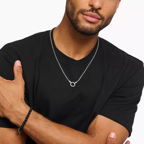 Thomas Sabo Rebel ened Venetian Round Clasp Necklace | 2.7mm | Sterling Silver | 60 cm | Black