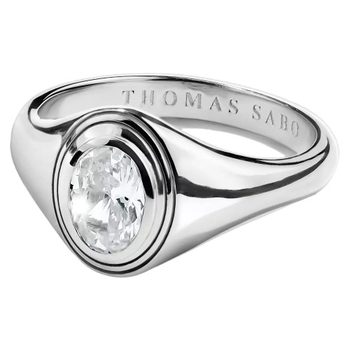 Thomas Sabo Oval Ring | Sterling Silver | Cubic Zirconia | Size 56