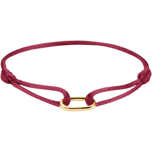 Thomas Sabo Textile Red Bracelet | 18ct Yellow Gold Plated | 24 cm