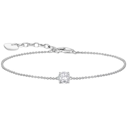Thomas Sabo 4 Claw Solitaire Bracelet | Sterling Silver | Cubic Zirconia | 19 cm