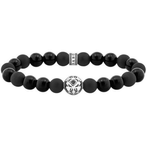 Thomas Sabo Matt Polished Bead Bracelet | Sterling Silver | 17 cm | Black