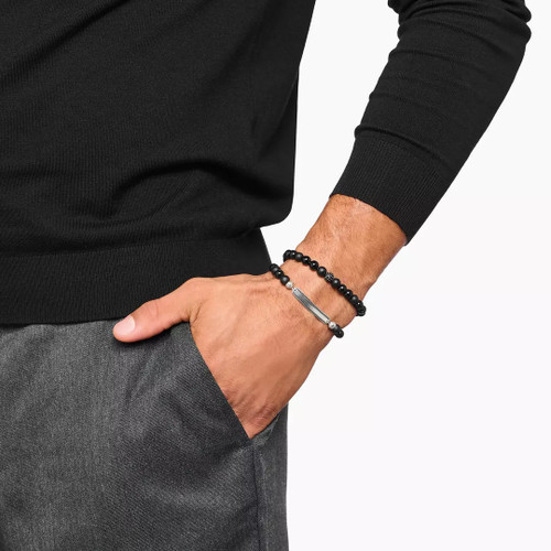 Thomas Sabo Tigers Eye Id Style Bracelet | Sterling Silver | Obsidian | 21 cm
