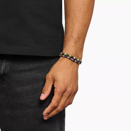 Thomas Sabo Blue, Brown and Cream Beads Bracelet | Sterling Silver | 21 cm