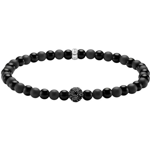 Thomas Sabo Talisman with Black Pave Bracelet | Sterling Silver | Cubic Zirconia | 19 cm | Obsidian
