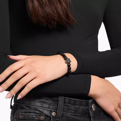 Thomas Sabo Panther Head Black Bracelet | Sterling Silver | Obsidian | 21 cm