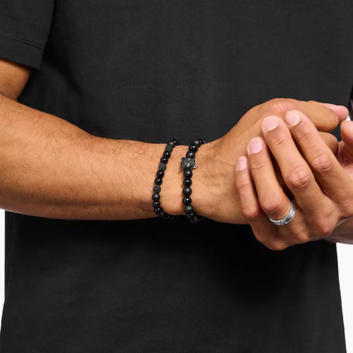 Thomas Sabo Black Pave Balls Bracelet | Sterling Silver | Obsidian | 21 cm