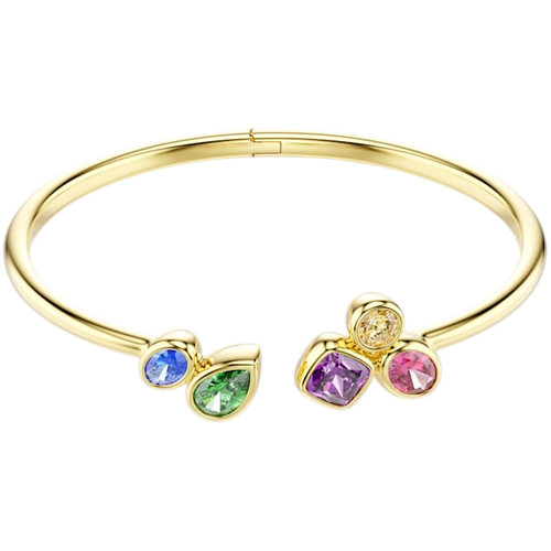 Swarovski Multicolour Imber Bangle | Mixed Cut | Sterling Silver | 18k Gold Finish | Medium