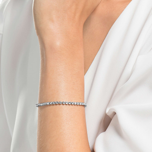 Swarovski Imber Emily Tennis Bracelet | Round Cut | White | Rhodium Plated | 18-19 cm