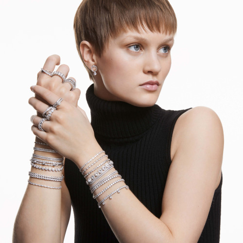 Swarovski Una Angelic Bracelet | Round Cut | White | Rhodium Plated | Medium | 16.5 - 18 cm