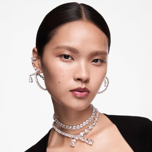 Swarovski Stilla Attract Stud Earrings | Round Cut | White | Rhodium Plated