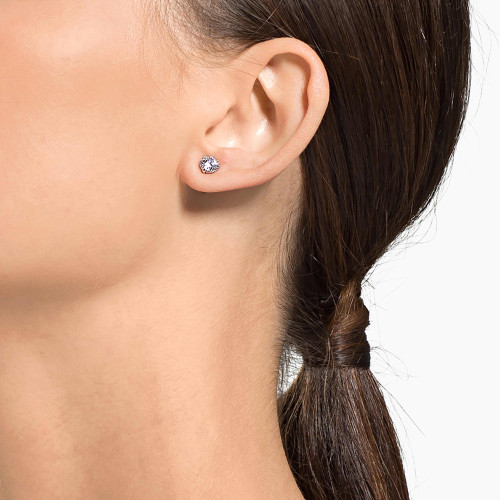 Swarovski Stilla Attract Stud Earrings | Round Cut | White | Rhodium Plated