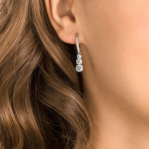 Swarovski Stilla Attract Hoop Earrings | Round Cut | White | Rhodium Plated