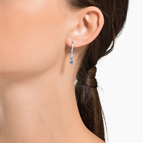 Swarovski Stilla Attract Hoop Earrings | Round Cut | White | Rhodium Plated