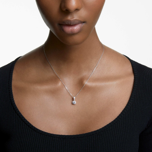 Swarovski Stilla Pendant | Round Cut | White | Rhodium Plated
