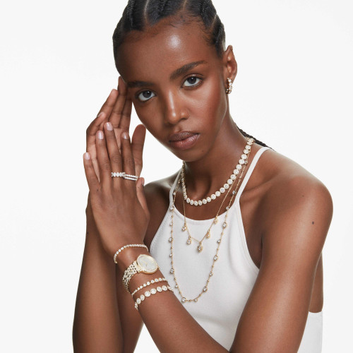 Swarovski Una Angelic Bracelet | Round Cut | Pave | White | 18k Gold Finish | Medium
