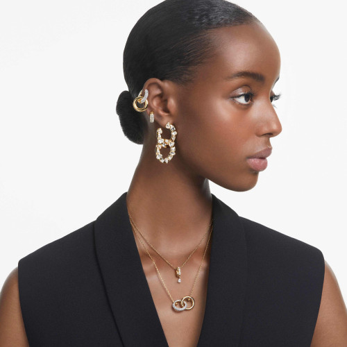 Swarovski Dextera Hoop Earrings | Small | White | 18k Gold Finish