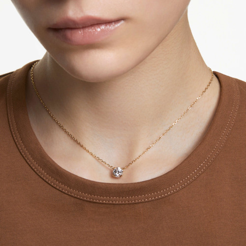 Swarovski Stilla Pendant | Round Cut | White | 18k Gold Finish