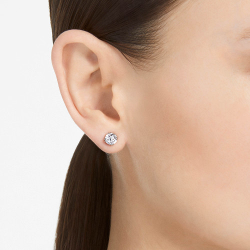 Swarovski Stilla Stud Earrings | Round Cut | White | Rhodium Plated