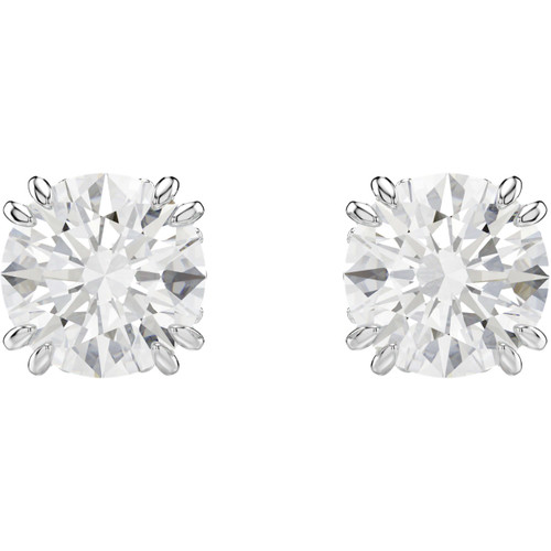 Swarovski Stilla Stud Earrings | Round Cut | White | Rhodium Plated