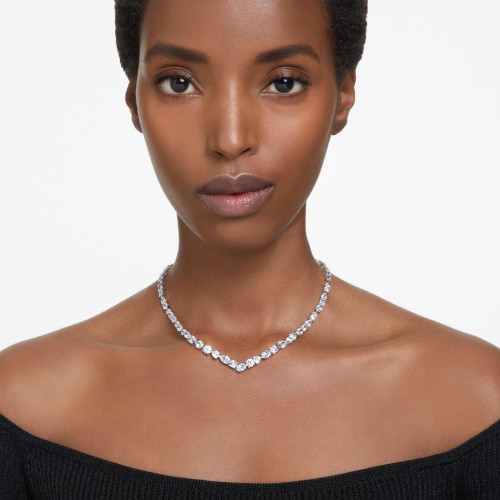 Swarovski Mesmera Necklace | Mixed Cuts | White | Rhodium Plated