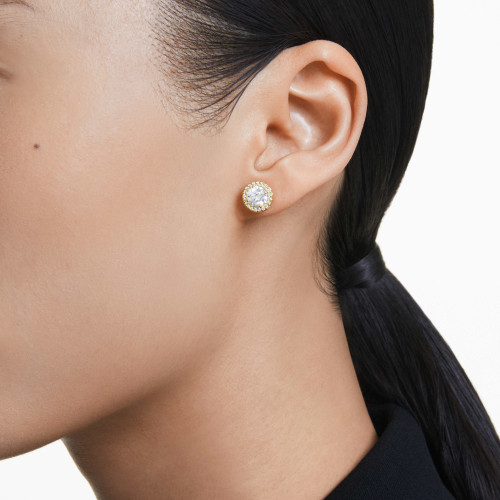 Swarovski Una Angelic Stud Earrings | Round Cut | Gold-tone | 18k Gold Finish