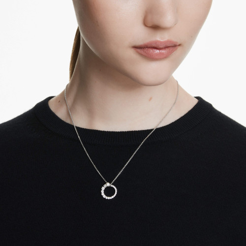 Swarovski Matrix Pendant | Round Cut | White | Rhodium Plated