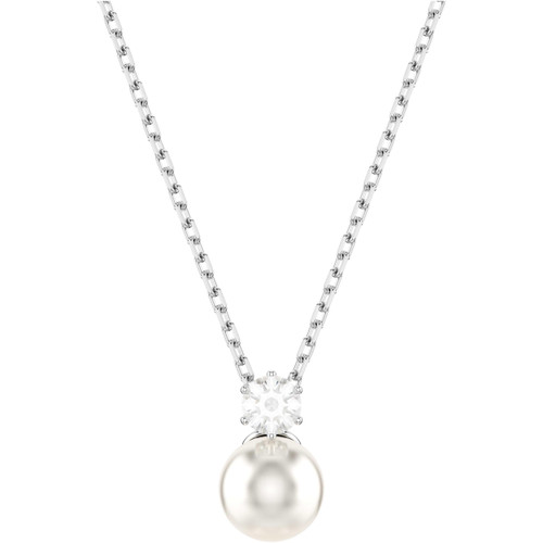 Swarovski Matrix Pendant | Crystal Pearl | Round Cut | White | Rhodium Plated