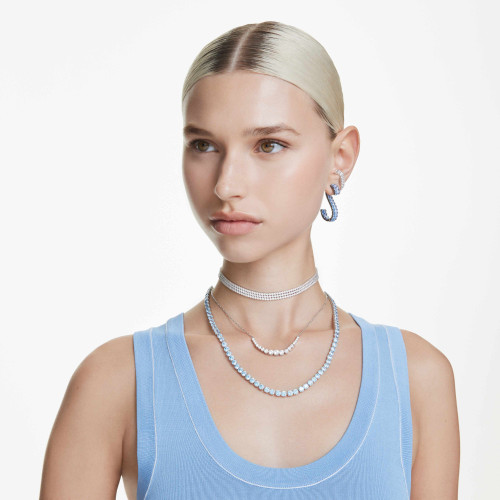 Swarovski Matrix Necklace | Gradient of Round Cuts | White | Rhodium Plated